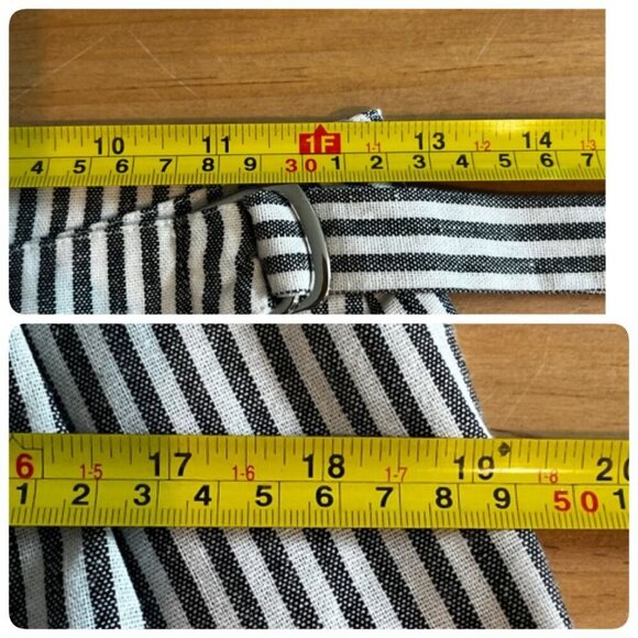 Evidnt Anthro High Rise Short SMALL White Gray Striped Linen Blend - Picture 8 of 10